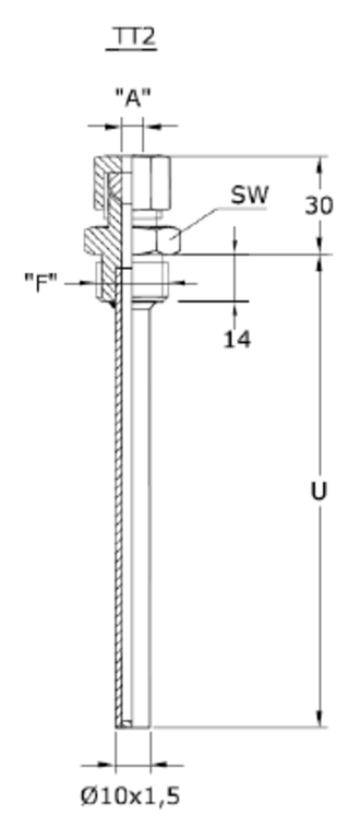 Lomme G1/2", Ø6x200mm m/presskobl.